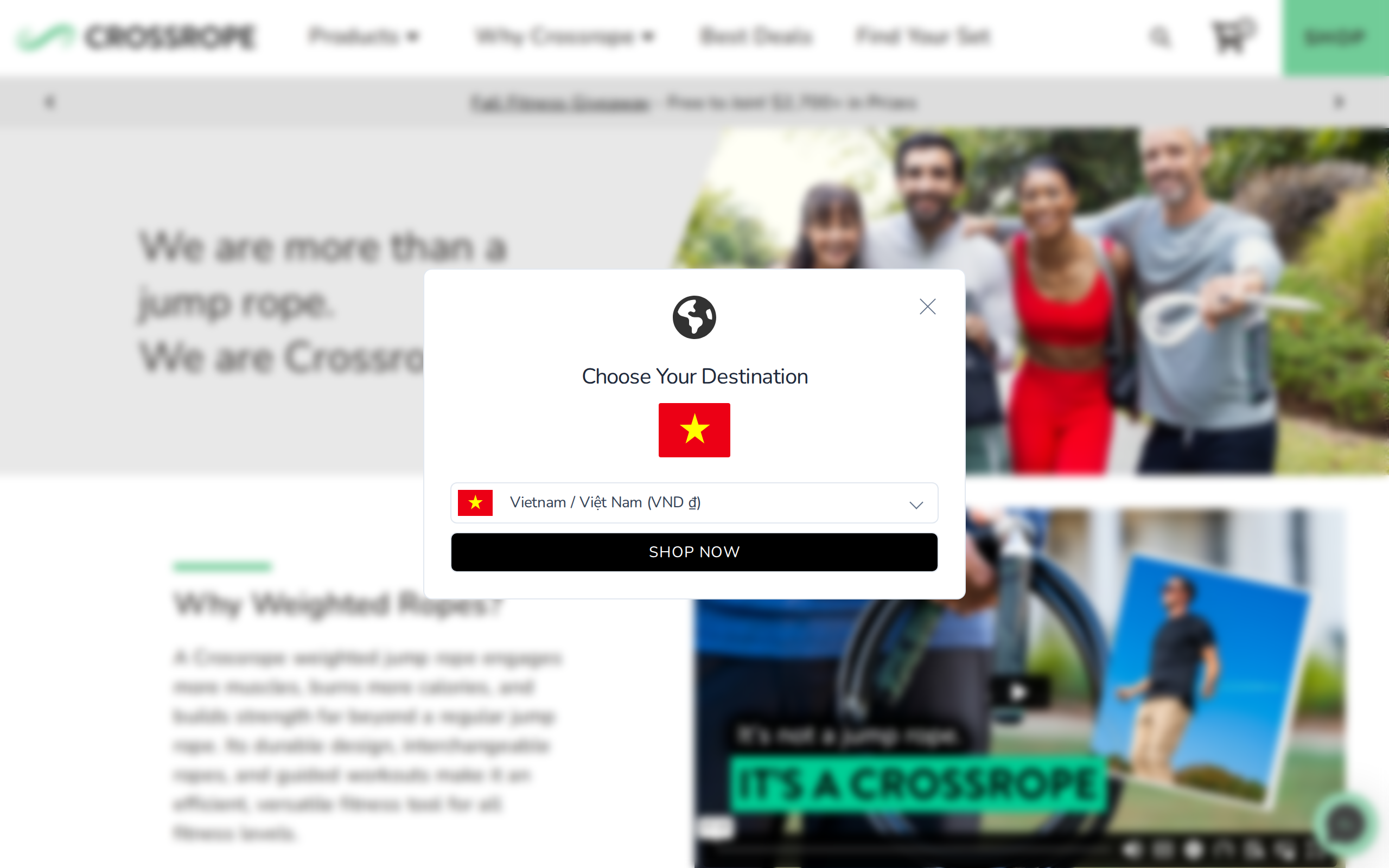 Crossrope landing page headed "We are more than a jump rope" with four friends holding ropes in a park
