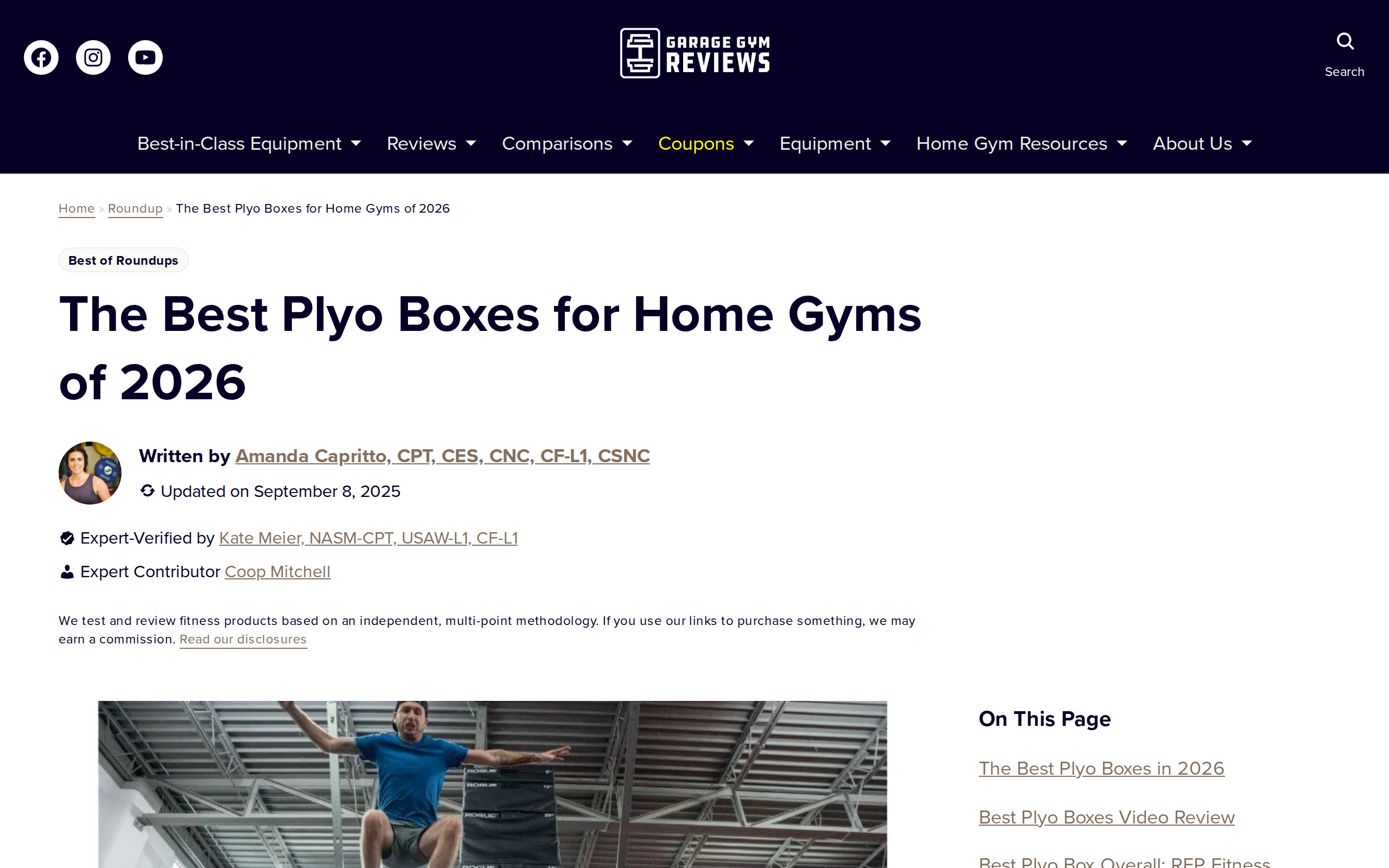 Garage Gym Reviews' roundup page for the best plyo boxes of 2026