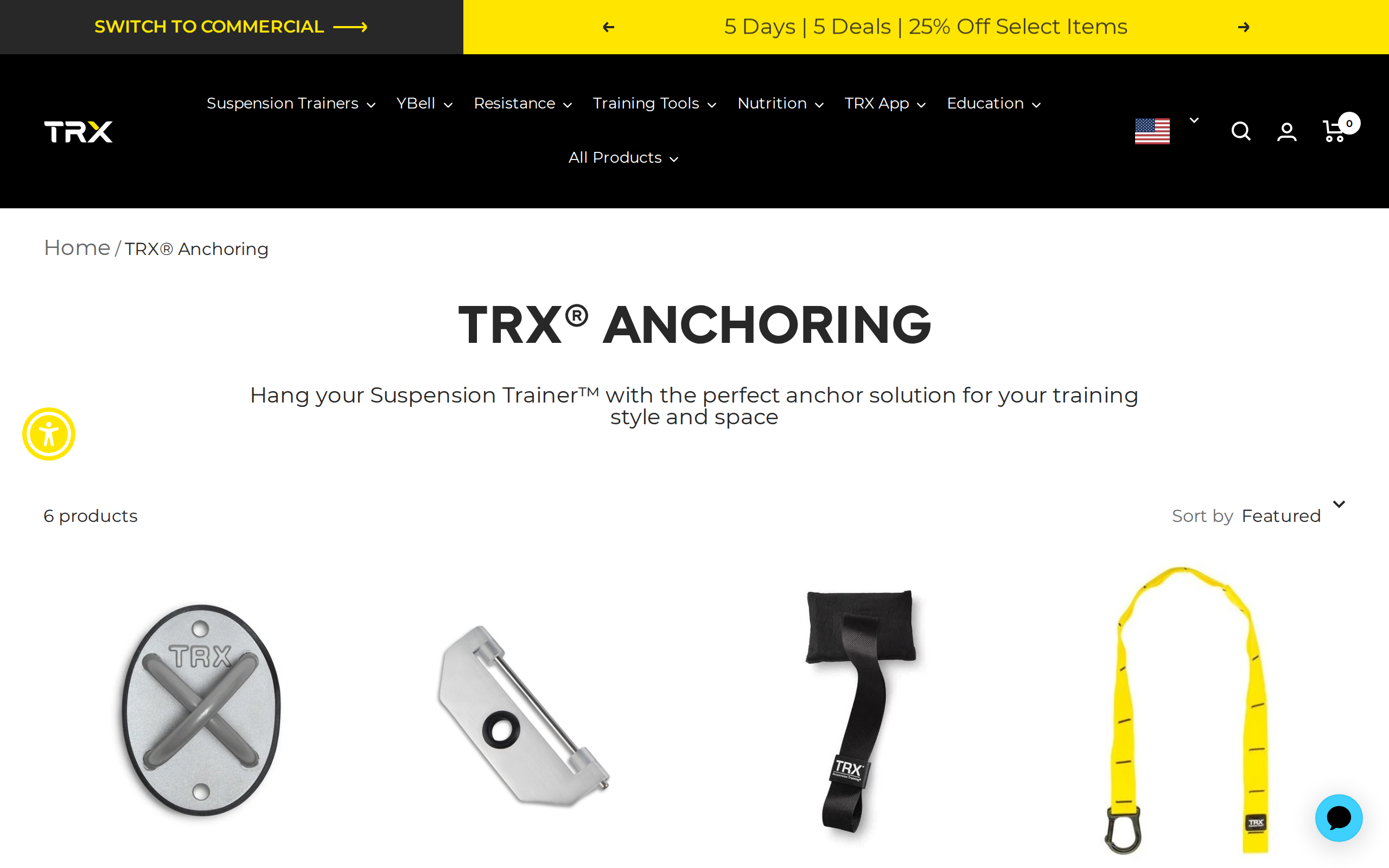 TRX Anchoring page showing the XMount, the door hinge anchor and the door anchor